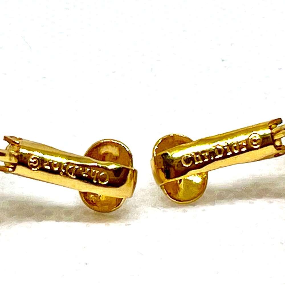 Chr. Dior Vintage Gold Plate Pave’ Crystal Triangular Pearl Clip Earrings - Picture 10 of 10